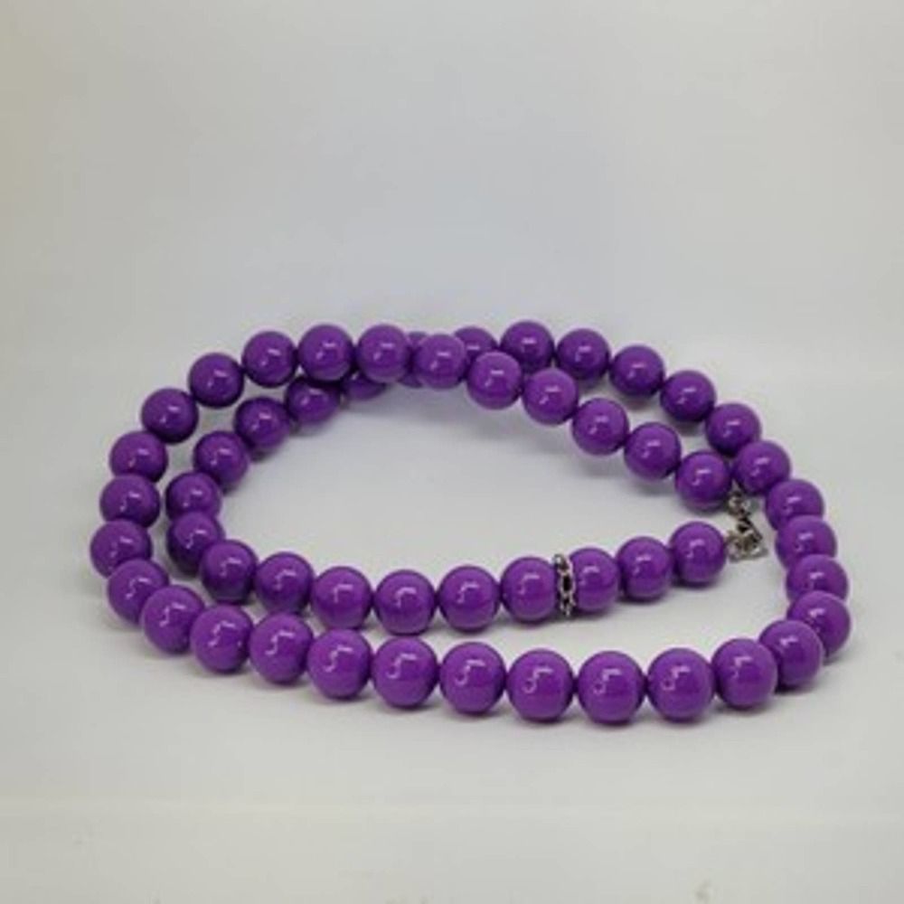 Vintage Claire's 30 inch Purple Bead Strand Necklace - Picture 1 of 5